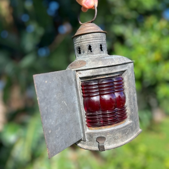 Antique 1913 Perko Triplex Nautical Lantern Glass Ship Lamp Maritime Light - Picture 14 of 14